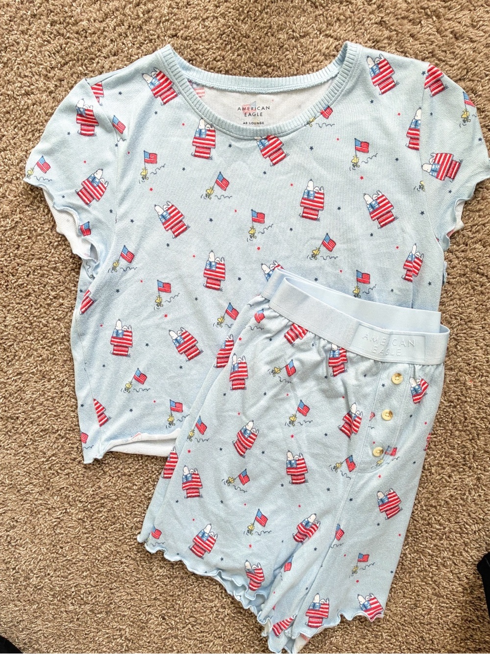 American Eagle Americana Peanuts Plush Lounge Set Size XL - Picture 2 of 8